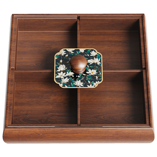 竹制带盖干果盘围炉煮茶零食盘分格水果盘家用茶点盘多功能收纳盒