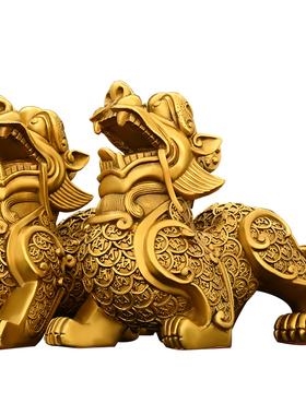 纯铜金钱貔貅招财摆件一对