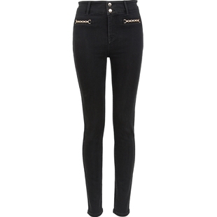 Vero Moda牛仔裤女2025秋季新款含棉金属装饰显瘦小脚裤时髦摩登