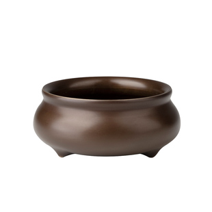 铜师傅《三足扁圆炉》客厅桌面铜香炉摆件 家居装饰工艺品