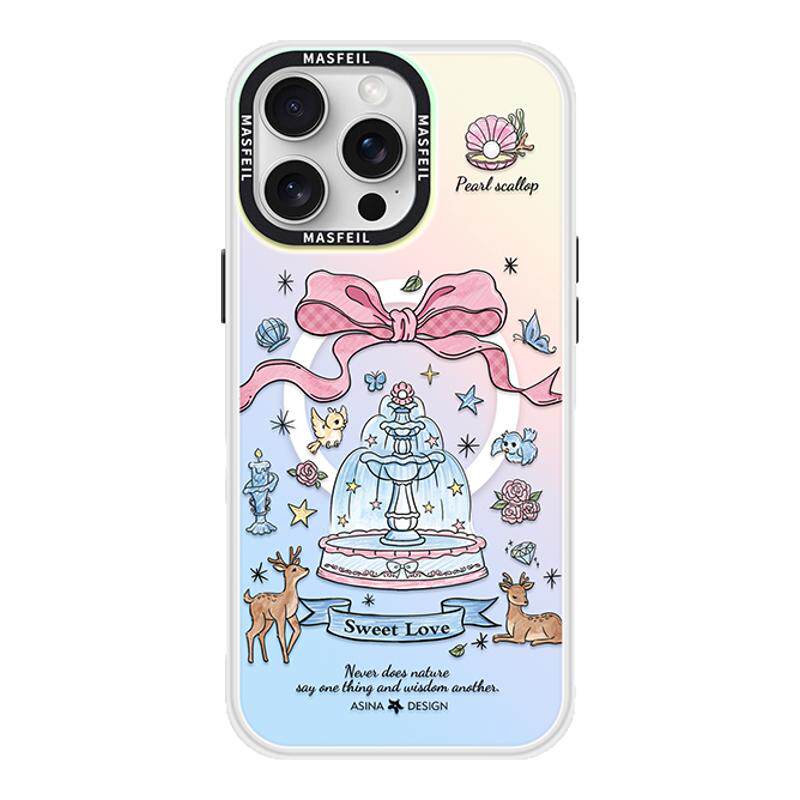 蝴蝶结喷泉适用iPhone17Promax手机壳14磁吸支架苹果16保护套好看防摔女15plus全包可爱12网红p13Pro新款高级