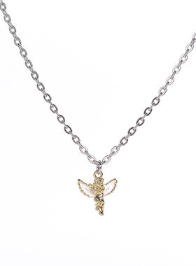 PSYCHO7 彩色丘比特天使少女土酷小众复古钛钢项链 ins情侣吊坠