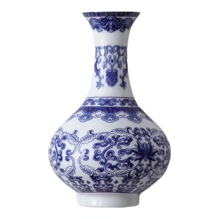 中式壁挂陶瓷花瓶仿古青花瓷插花器富贵竹客厅家居饰品墙饰三件套