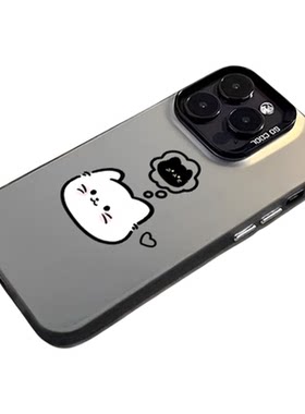 适用苹果手机壳相思黑白猫咪