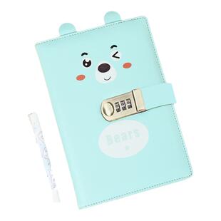 带锁日记本萌趣软皮面动物表情A5横线内页女生高颜值儿童小学生密码本可爱新款本子精致奖励孩子高级礼品礼盒