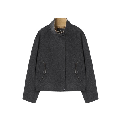 XWI欣未含羊毛高智感双色双面呢大衣女冬季立领显瘦短款毛呢外套