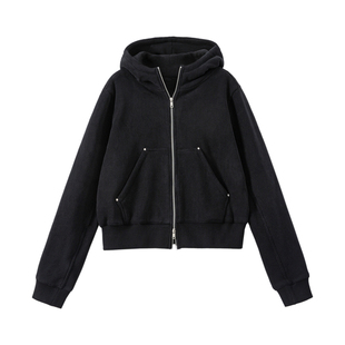 YANGLE_连帽卫衣女2025年冬季新款韩系慵懒休闲加厚宽松短款外套