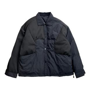 梅一天日系拼接设计感翻领轻薄羽绒服男冬季潮流百搭休闲保暖外套