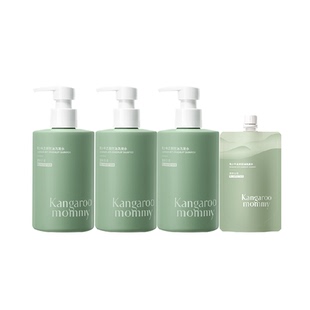 袋鼠妈妈青少年儿童去屑蓬松洗发水380ml*3瓶+控油洗发200ml*1袋