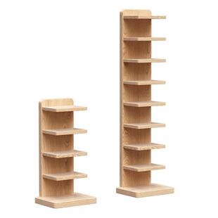 三梦实木书架落地置物架一体靠墙可移动儿童客厅转角墙边小窄柜子