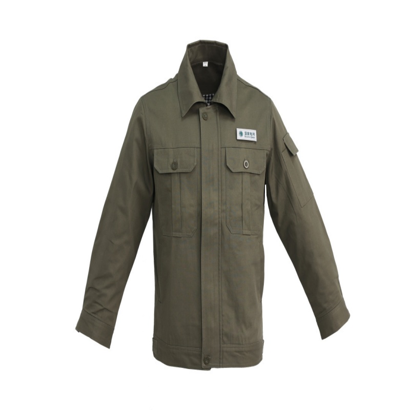 100%纯棉秋冬工作服套装双层加厚