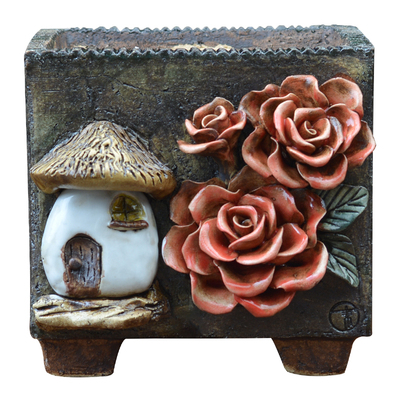 青藤花器手捏多肉小方口群生花盆