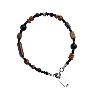 大善堂纯银无事牌手串黑曜石多宝手链男女招财转运国风礼物高档