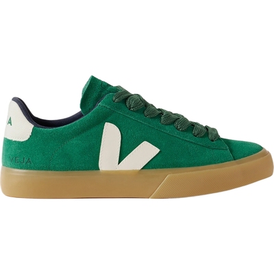 【折扣】Veja 男皮革边饰绒面革绿色平底运动鞋