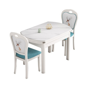 钢化玻璃电磁炉餐桌家用小户型现代简约实木伸缩多功能可变圆桌