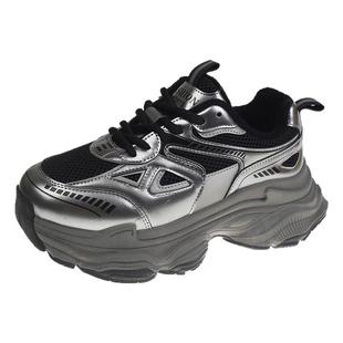 厚底女士老爹鞋2025新款秋冬季网布加厚保暖女运动鞋百搭休闲女鞋