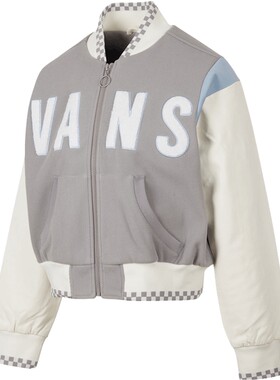 VANS范斯女装外套运动休闲拼色立领夹克舒适棒球服女VN000GUTAF1