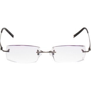 HelenTory切边眼镜男无框纯钛架配成品近视银色防蓝光装饰超轻