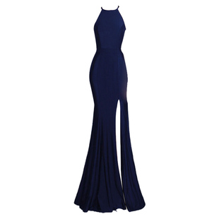 2025新款晚礼服长款挂脖修身鱼尾时尚晚宴年会主持人演出礼服裙女