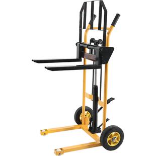 颉鹰堆高车手动小型升高车升降叉车升降液压搬运车手推微型装卸车