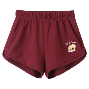 短裤美式复古小熊刺绣热裤松紧腰休闲百搭运动短裤bm风短裤女夏季