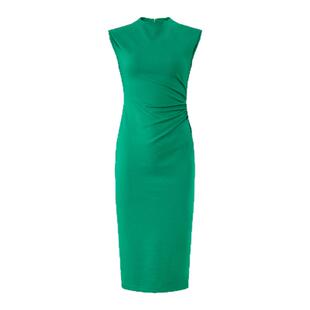 DVF纯色度假春意绿色圆领修身连衣裙DS1T024