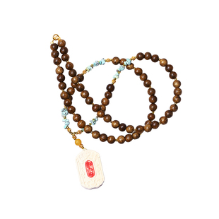 天然猛犸象牙雕刻吉象如意方牌款吊坠男女款文玩猛犸牙毛衣链挂坠