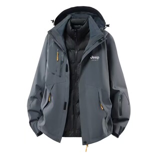 JEEP吉普冲锋衣羽绒服男女款冬季2026新款三合一加厚内胆防风外套
