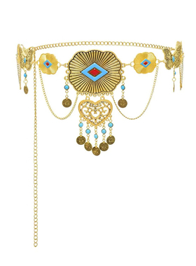 波西米亚复古金钱币流苏项链