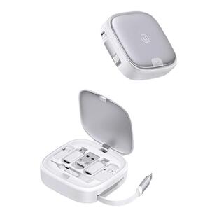 优胜仕多功能数据线三合一60W快充手机充电线短线盒装便携五合一转接头伸缩线取卡针收纳盒都市生存卡旅行六