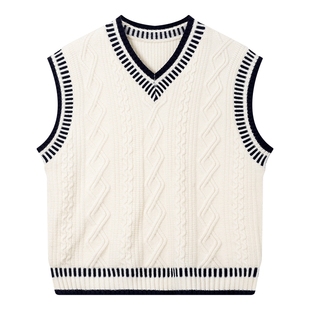 男大童秋冬季韩范加厚V领背心毛衣2025新款儿童男孩内搭针织马甲
