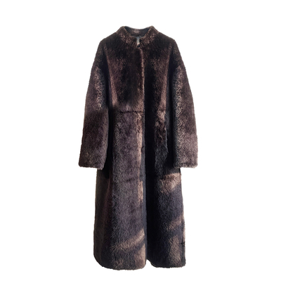 皮毛一体女长款外套显瘦时尚皮草