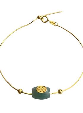 天然翡翠手链绝美纯银镀金新中式