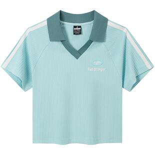 特步翻领T恤女官方夏季新款短款女装休闲时尚短袖975328020006