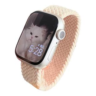 单圈弹力编织适用于苹果手表applewatch男女款静静的表带iwatch10