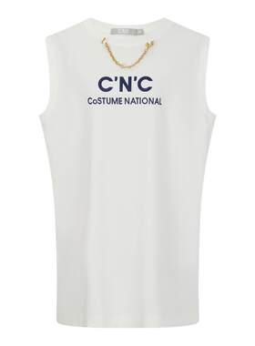 CNC轻奢女装2026夏季链条装饰重工甜酷背心式无袖短款直筒连衣裙