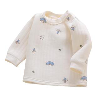 婴儿衣服秋冬季a类纯棉内搭打底宝宝保暖上衣幼儿内衣夹棉春秋款