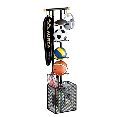 篮球足球收纳架框靠墙家用儿童运动器材置物架羽毛球拍摆放球架子