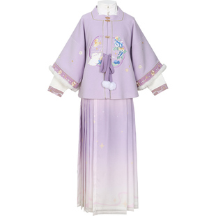 花朝记暮秋风物·星露汉服原创设计 明制毛呢方领半袖竖领衫百迭