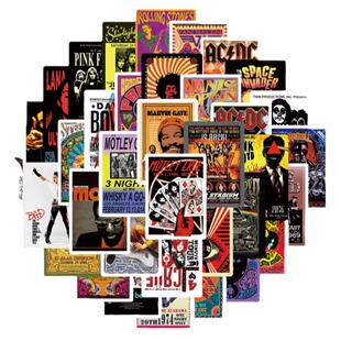 100张摇滚乐队音乐海报涂鸦贴纸旅行箱手机水杯笔记本电脑主机箱