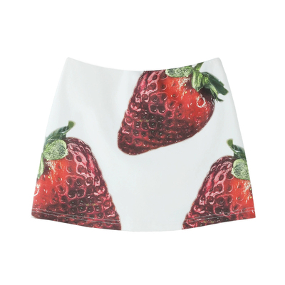 多巴胺草莓印花半身裙女夏季短裙