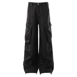 HY711 肌理弯刀解构廓形多口袋cargo工装裤男女宽松垂感休闲裤子