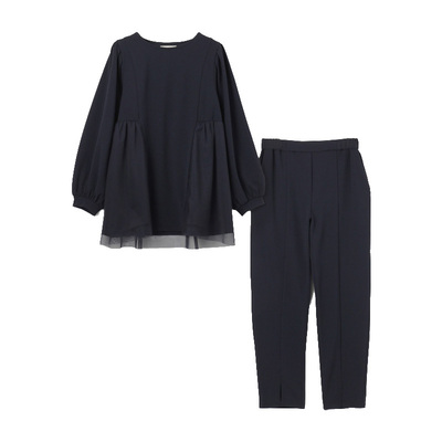 any SiS时尚气质适宜荷叶边薄纱拼接连衣裙套装女ONWARD