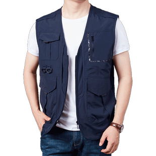 秋季摄影钓鱼马甲多口袋大码宽松马夹背心户外登山垂钓速干男外套