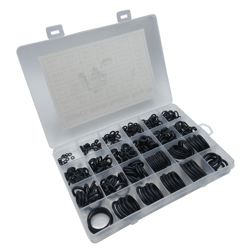 360pcs 黑色耐高温丁晴胶密封圈橡胶O型圈 防水密封圈组套