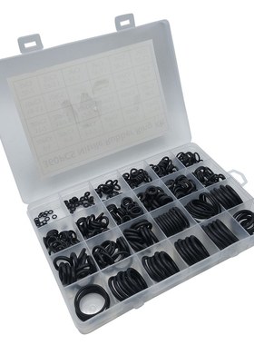 360pcs 黑色耐高温丁晴胶密封圈橡胶O型圈 防水密封圈组套
