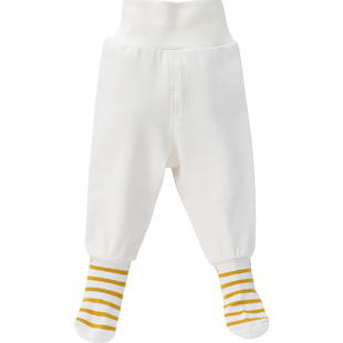 男女宝宝纯棉连袜裤春秋冬季婴儿加厚打底裤包脚高腰保暖睡裤护肚