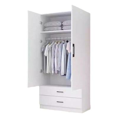 全实木白色单双门儿童衣柜卧室经济型小户型收纳分层组合出租房用