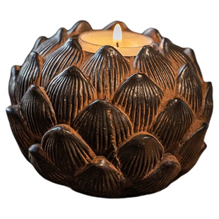 创意莲花烛台香炉檀香家用香道摆件荷花薰香炉创意香炉香道茶道