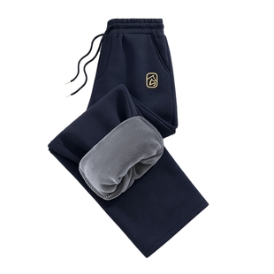 班尼路休闲裤男款冬季加绒加厚保暖男士阔腿裤青少年男装卫裤LF